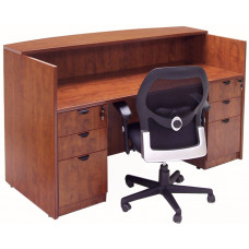Rectangular Cherry Laminate Reception Desk with Drawers